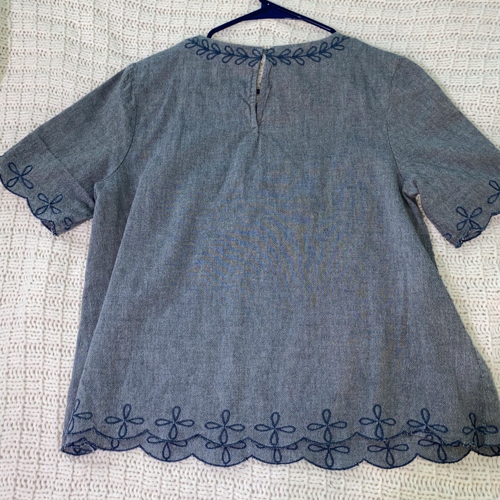 Embroidered blue top